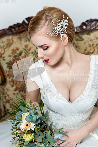 Image of beautiful girl in wedding gown