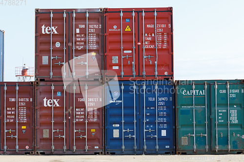 Image of ship containers in the port of Nosy Be, Madagascar