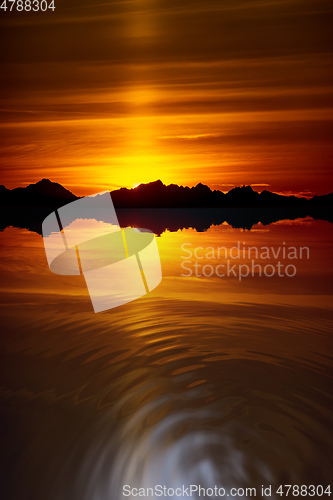 Image of dream sunset over the ocean background