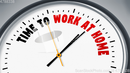 Image of clock with text time to work at home