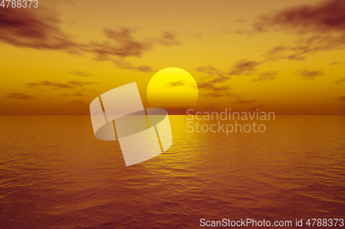 Image of great sunset over the ocean