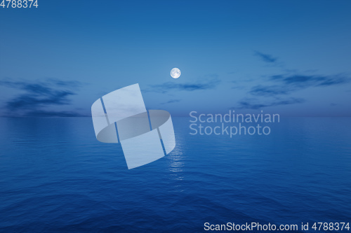 Image of ocean night with full moon sky