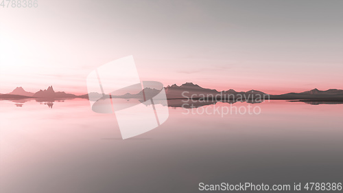 Image of mirror sea reflections dawn landscape