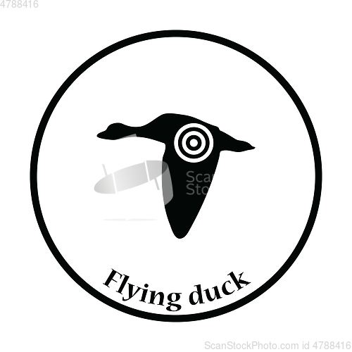 Image of Flying duck  silhouette with target  icon