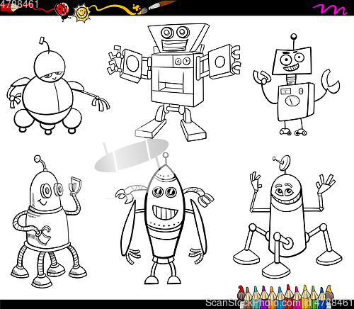 Image of robot characters coloring book