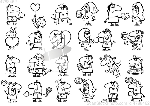 Image of valentines people for coloring