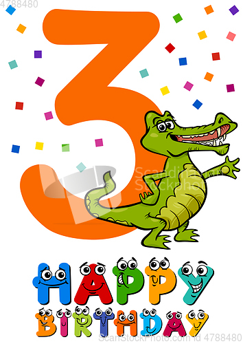 Image of third birthday cartoon card