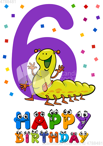 Image of sixth birthday cartoon card