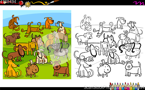 Image of dogs group coloring page