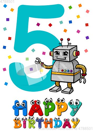 Image of fifth birthday cartoon card