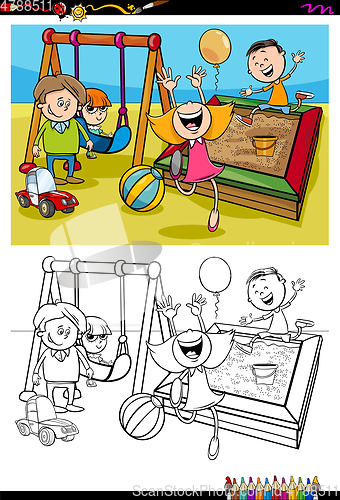 Image of kids on playground coloring book