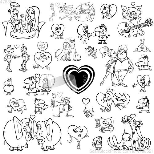 Image of cartoon valentines  set