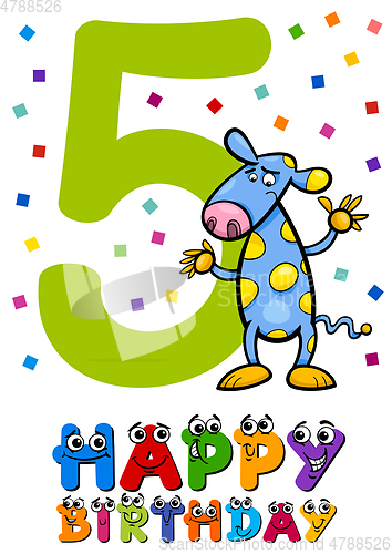 Image of fifth birthday card design