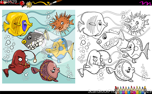 Image of fish characters coloring page