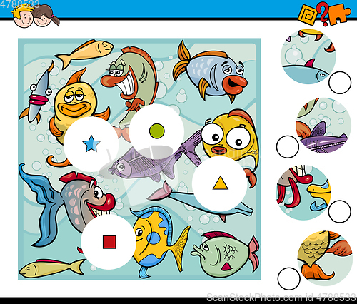 Image of match pieces game with fish