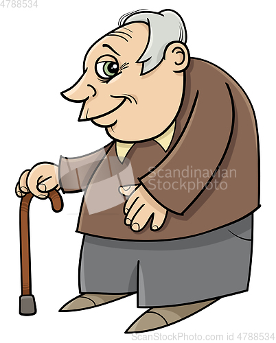 Image of senior with cane cartoon