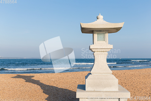 Image of Stone lantern and seaside