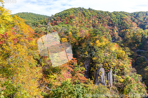 Image of Naruko Gorge with colorful autumn foliage