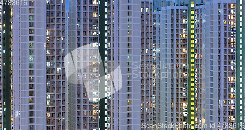 Image of Building facade at night