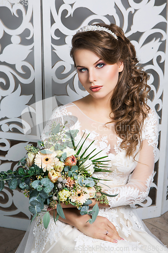 Image of beautiful girl in wedding gown