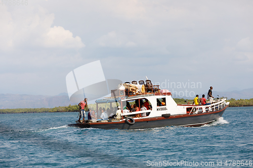 Image of Malagasy freighter ship in Nosy Be bay, Madagascar