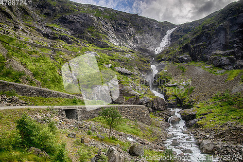Image of Waterfall in Norway summer travel