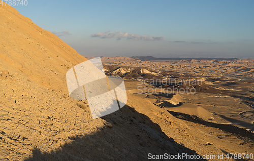 Image of Trekking in Negev dramatic stone desert, Israel 