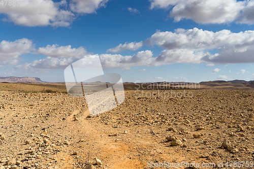 Image of Trekking in Negev dramatic stone desert, Israel 