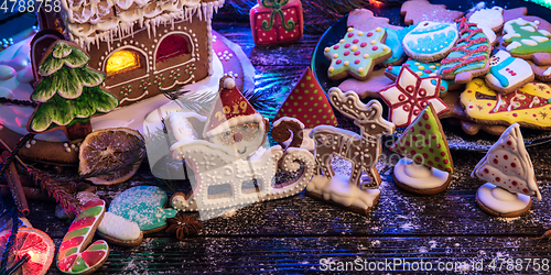 Image of Gingerbread house with lights