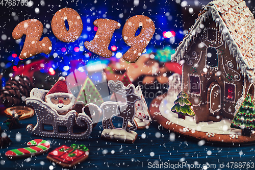 Image of Gingerbread house with lights