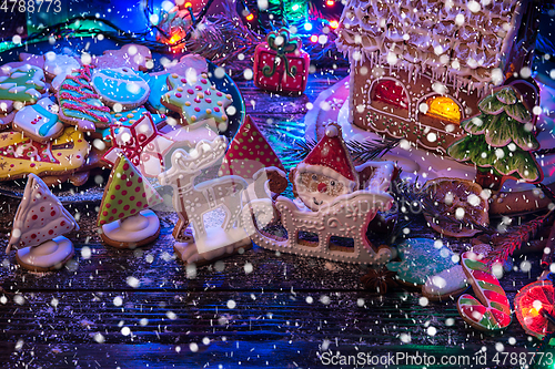 Image of Gingerbread house with lights