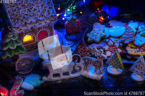 Image of Gingerbread house with lights