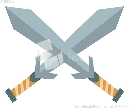 Image of Clipart of two crossed swords pointing up vector or color illust