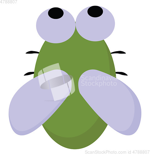 Image of Cartoon cute-little green bug vector or color illustration