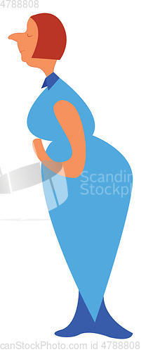 Image of A lady with short hair and wearing a blue long dress vector colo