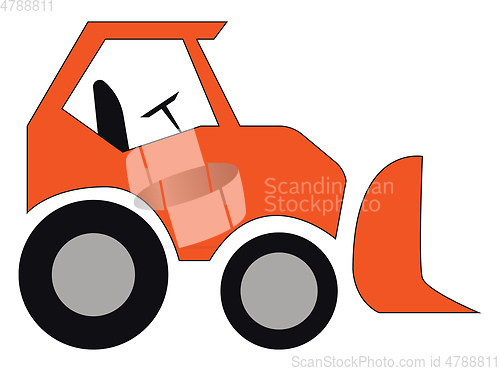 Image of Orange eskalator car with steering wheel vector or color illustr