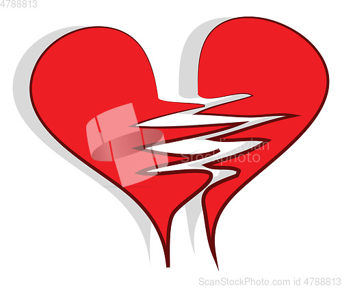 Image of A red heart has broken into two vector or color illustration
