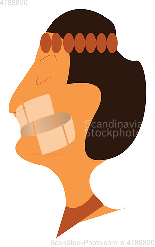Image of A woman with brown head gear vector or color illustration