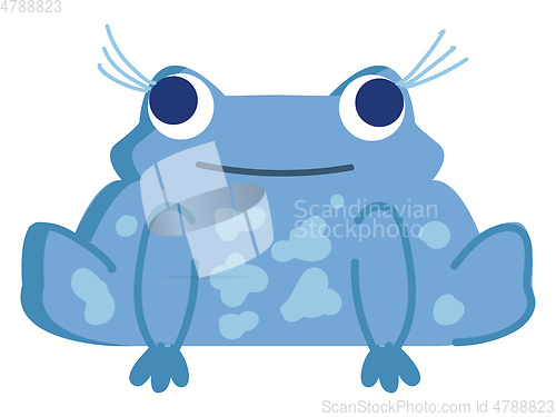 Image of Cartoon of a blue frog with blue eyes and long eyelashes vector 