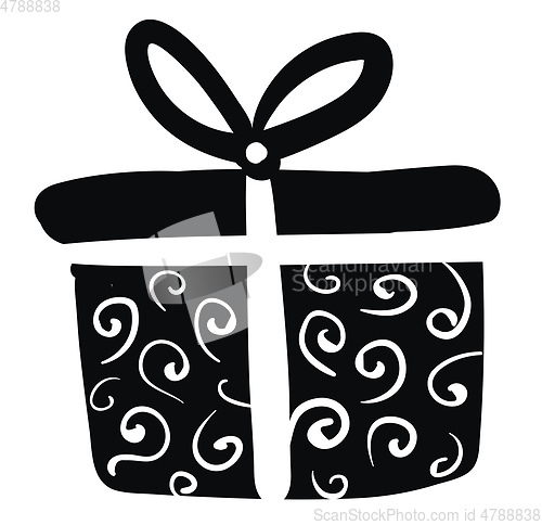 Image of A present box wrapped in beautiful black and white decorative pa
