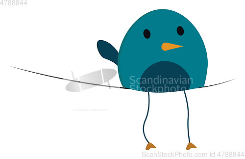 Image of A bluebird perched on a string vector or color illustration