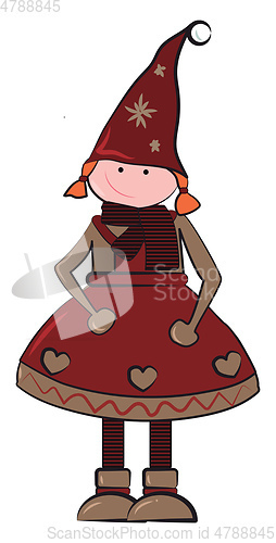 Image of Doll with red hat vector or color illustration