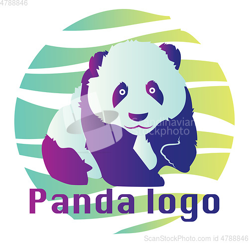 Image of Blue and purple panda illustration inside blue green and white c