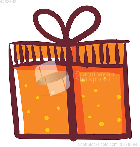 Image of Drawing of an orange gift box vector or color illustration