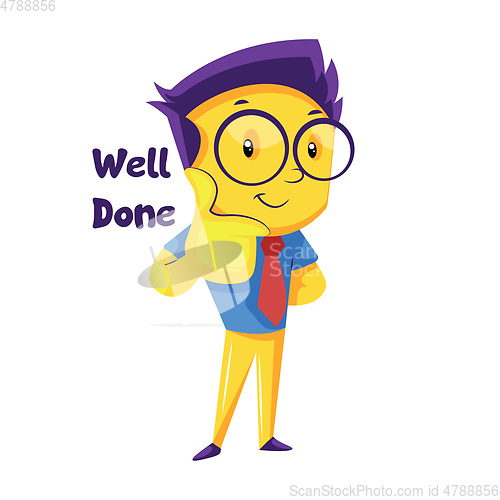 Image of Yellow boy with round glasses showing thumbs up vector illustrat