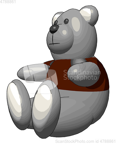 Image of Grey teddy bear in red sweater vector illustration on white back