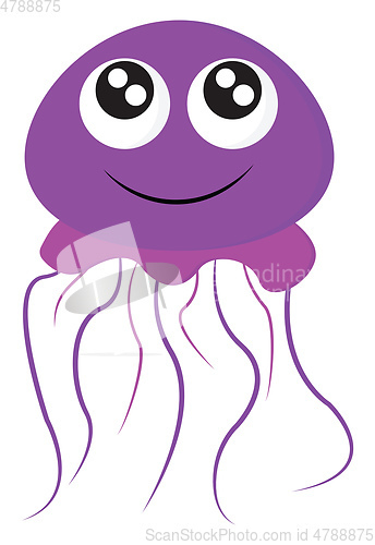 Image of A purple-colored smiling jellyfish/Free-swimming marine animal v