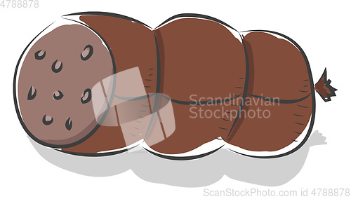 Image of Delicious packaged sausage with fat vector or color illustration