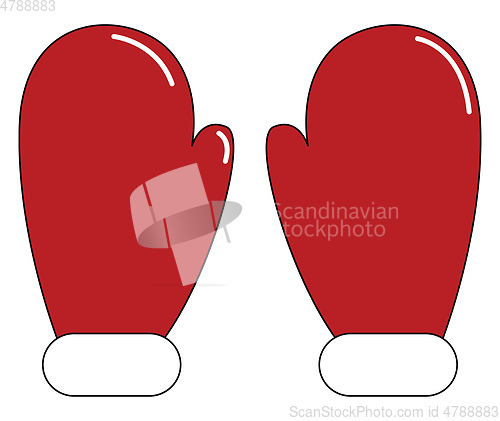 Image of Pair of red mittens/Pair of red gloves vector or color illustrat