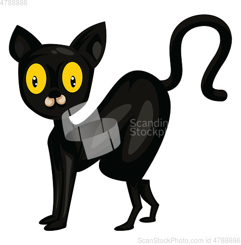 Image of Black cat with big yellow eyes vector illustration on white back